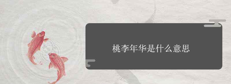 桃李年华是什么意思