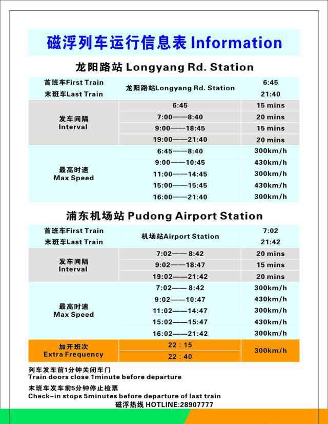 上海磁悬浮列车票价 上海磁悬浮时刻表