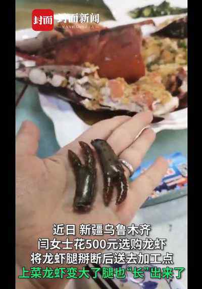 女子拿龙虾去饭店加工疑似被掉包 掰掉的小腿“重生”了！ 到底是什么状况？