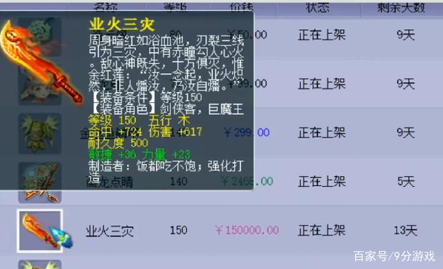 9分游戏_梦幻西游：150级白板武器卖15万元 看到属性之后 无法敢反驳